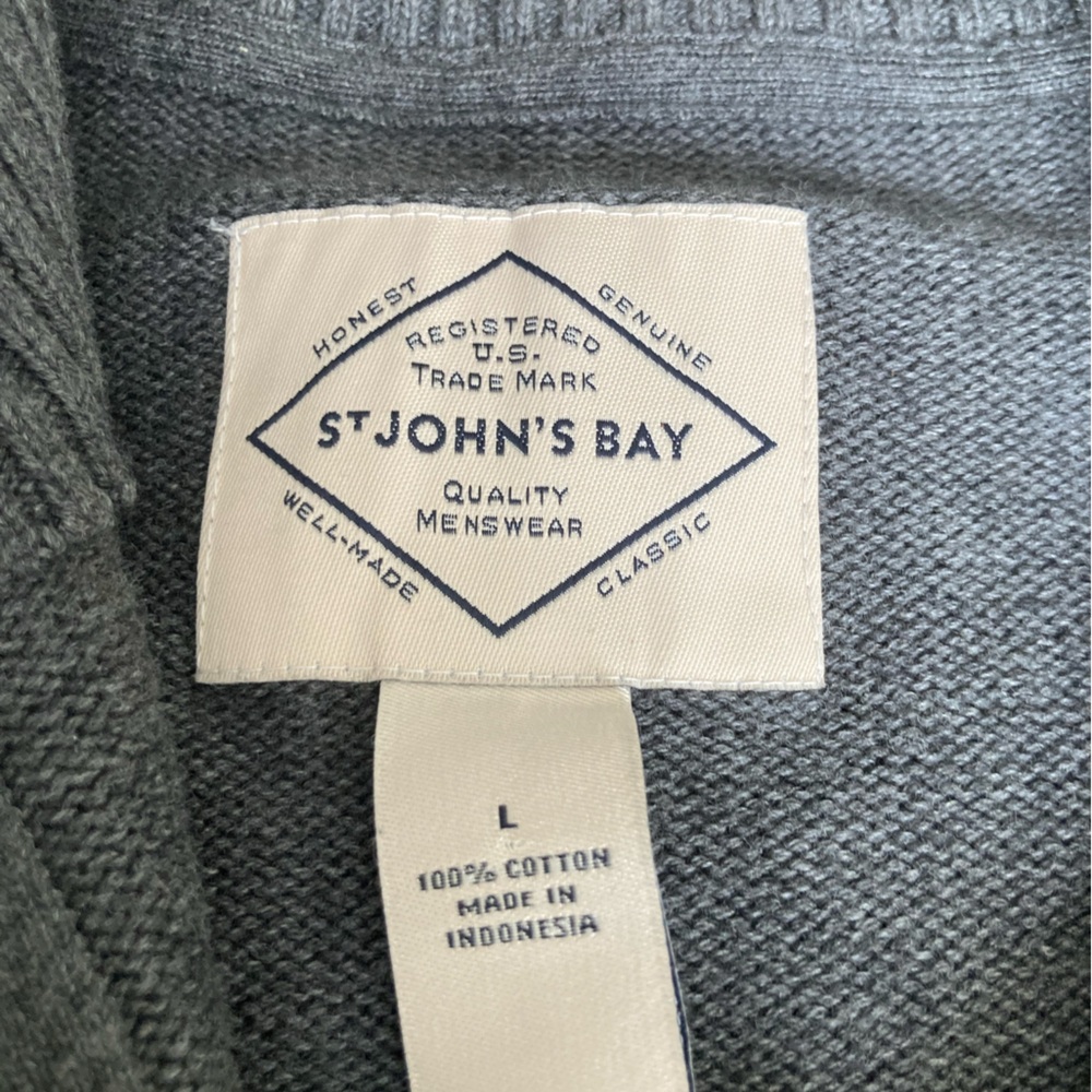 St. John's Bay Men's Steel Blue Zip-Up Sweater - Picture 7 of 7